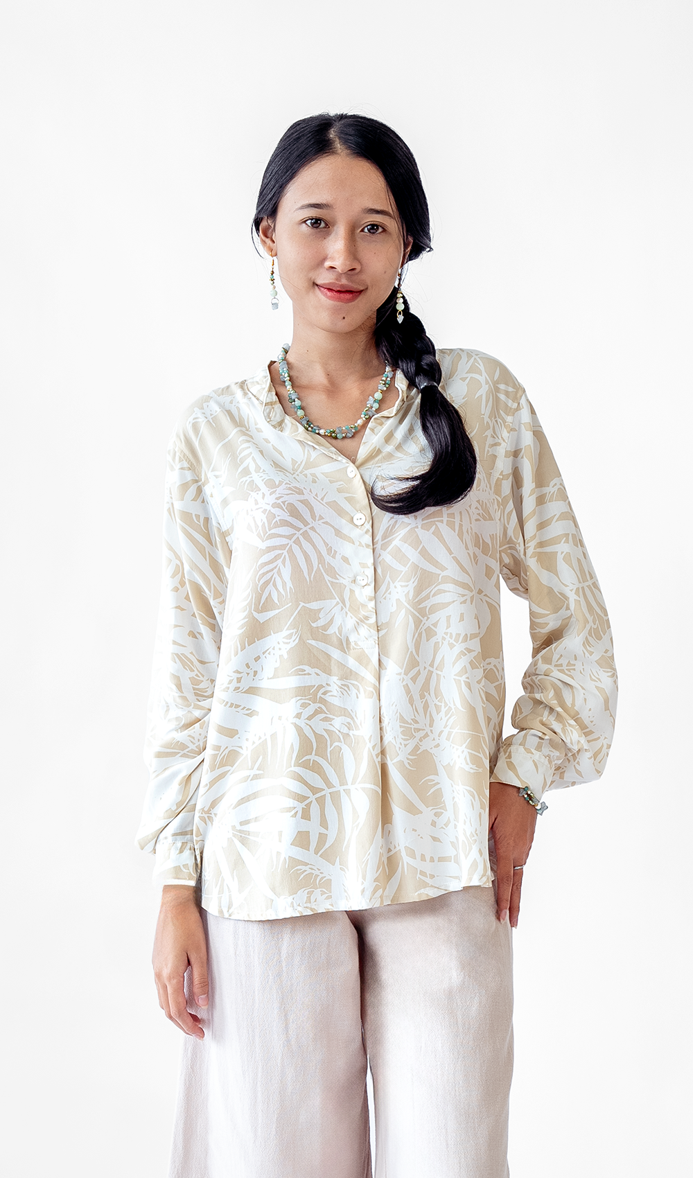 Blouse Top Rayon Palm Natural (2 sizes)