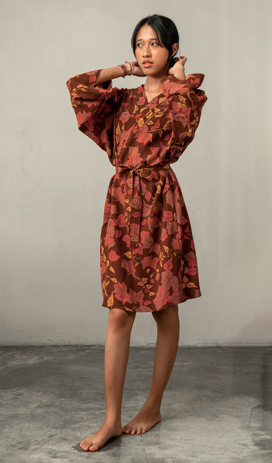 Short Kimono Robe & Eye Shades | Bougainvillea Brown - One size - SALE balizen Short Kimono Robe & Eye Shades | Bougainvillea Brown - One size - SALE balizen