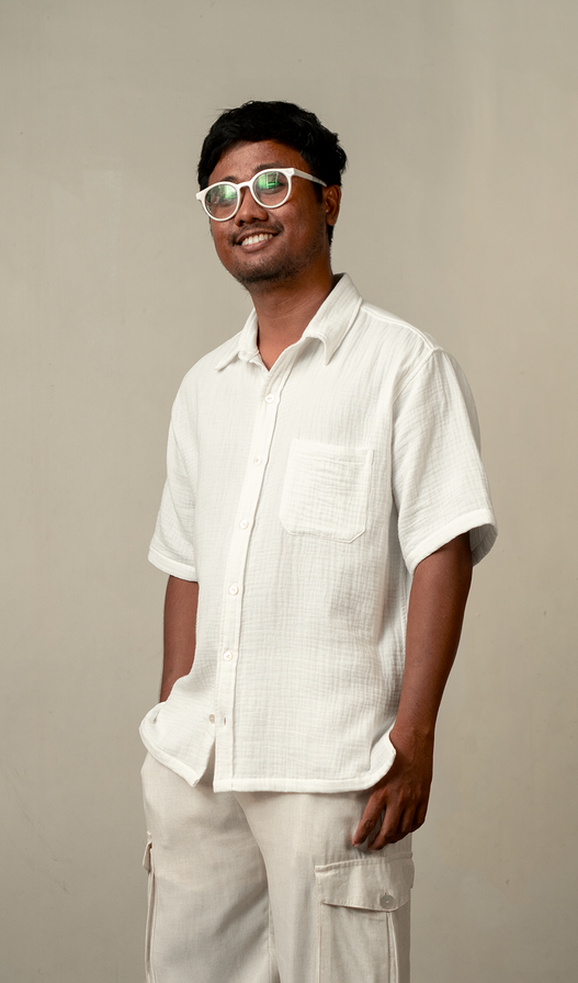 Men's Short Sleeved Shirt | Cotton Crinkle White (4 sizes) Men's Short Sleeved Shirt | Cotton Crinkle White (4 sizes)
