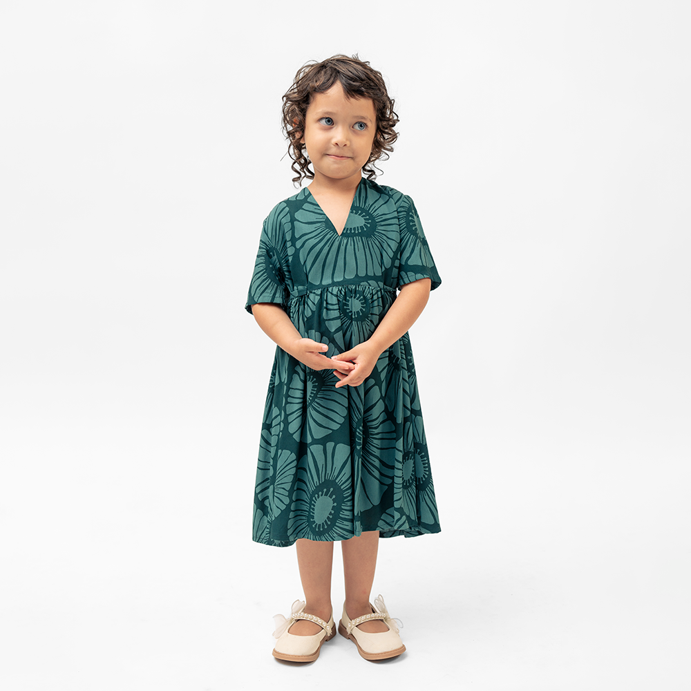 Frock Dress Retro Flower dark teal (4 sizes) - SALE balizen Frock Dress Retro Flower dark teal (4 sizes) - SALE balizen