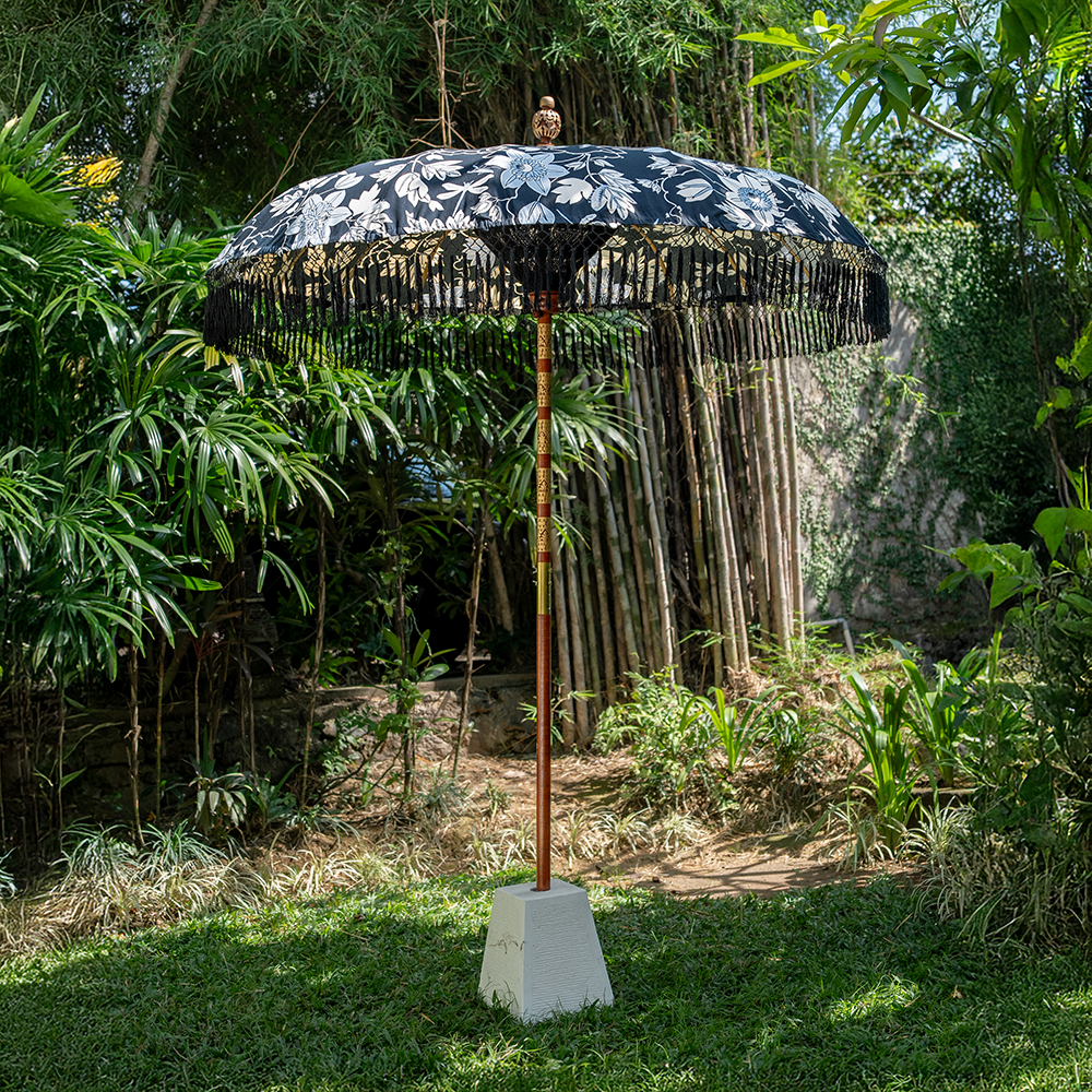 bali patio umbrella Balinese Hand Made Patio, Pool, Deck, Lounging with Whit Mega Brown Box the Bali Pro will light up and your party all night long Boho Macrame Parasol White, D245