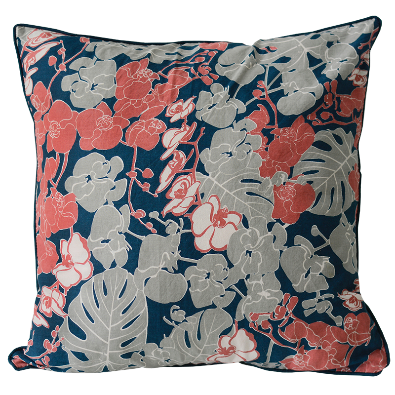 Cushion Cover | Orchid Coral Navy Medium 45cm/18" (set of 2) - SALE