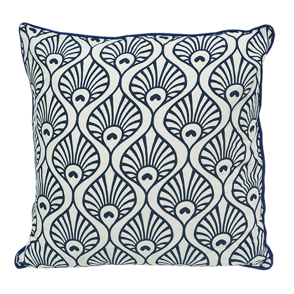 Cushion Cover | Peacock Wave Indigo Medium 45cm/18" (set of 2)