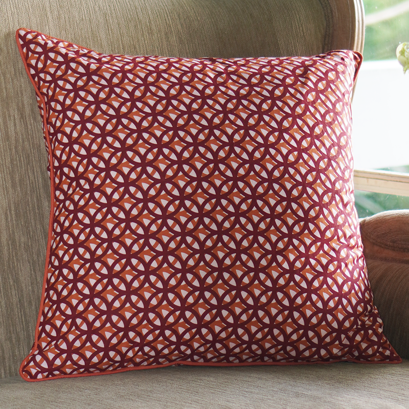 Cushion Cover | Double Rings Red Maroon (medium-large) 50cm/20"