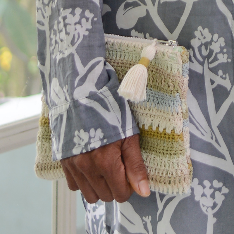 Crocheted Clutch Bag | Light Mix