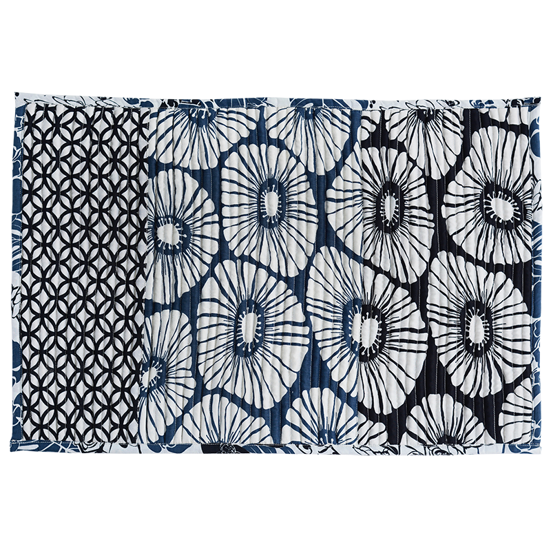 Corded Mat | Black White & Blue
