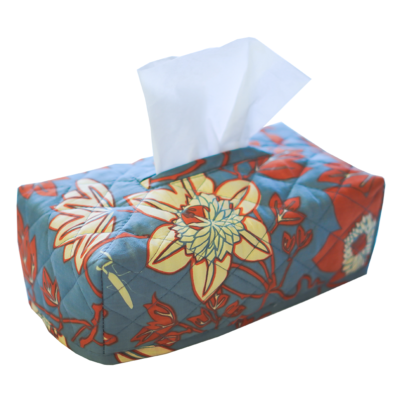 Tissue Box Cover | Passion Flower Blue Spice