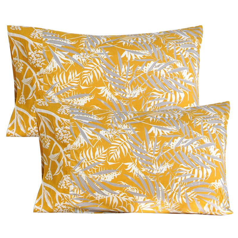 Pillow Case set of 2 | Palm Turmeric Faun