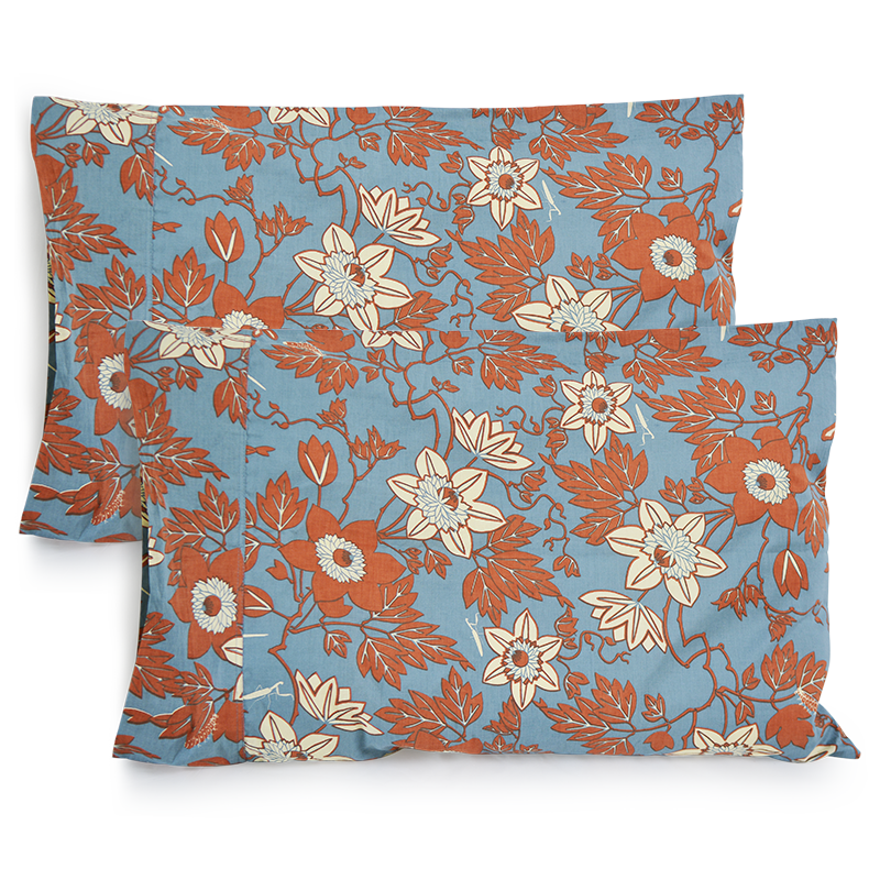 Pillow Case set of 2 | Passion Flower Blue Spice
