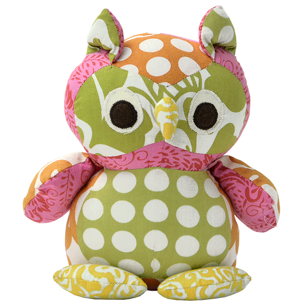 Scrappy Patchwork Baby Owl | Bright