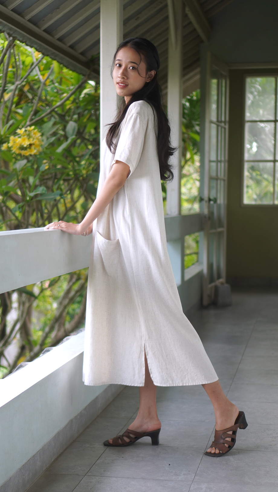 cotton linen dresses for summer Women's Knee Length Dress Shift Dress Dress Casual Loose Fit Plain Short Sleeve V Neck Blue Yellow Green Summer Spring 2026 Size Chart Women's Casual Solid Color Cotton