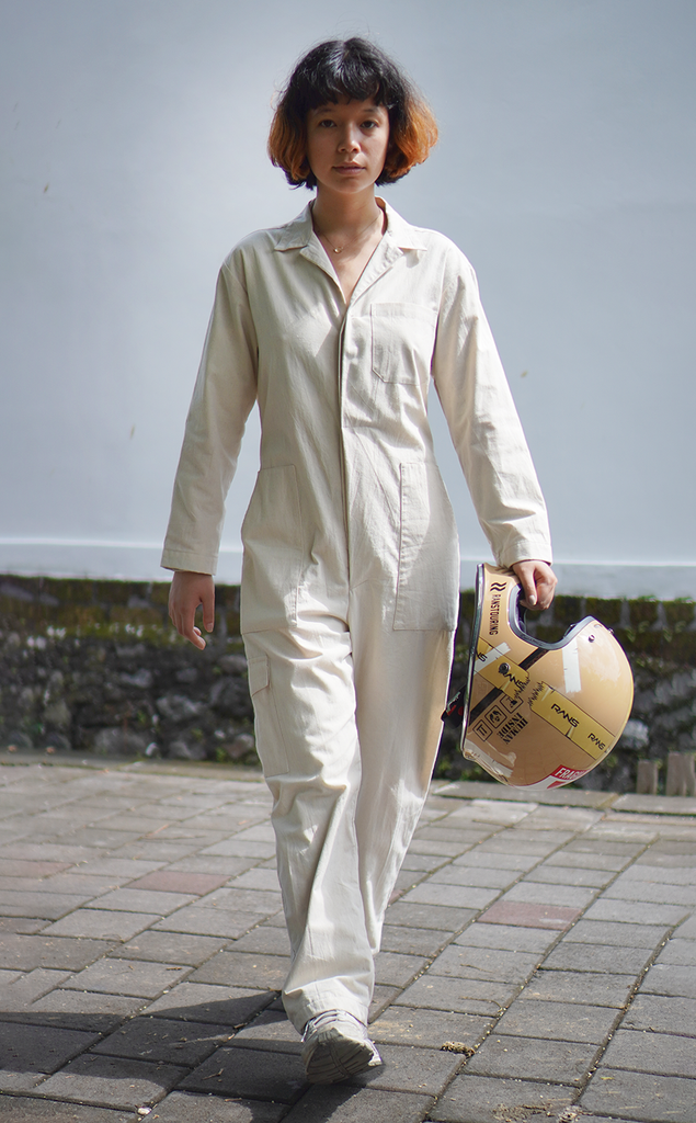 EcoDeluxe Calico Lined Jumpsuit | Natural (2 sizes) - SALE