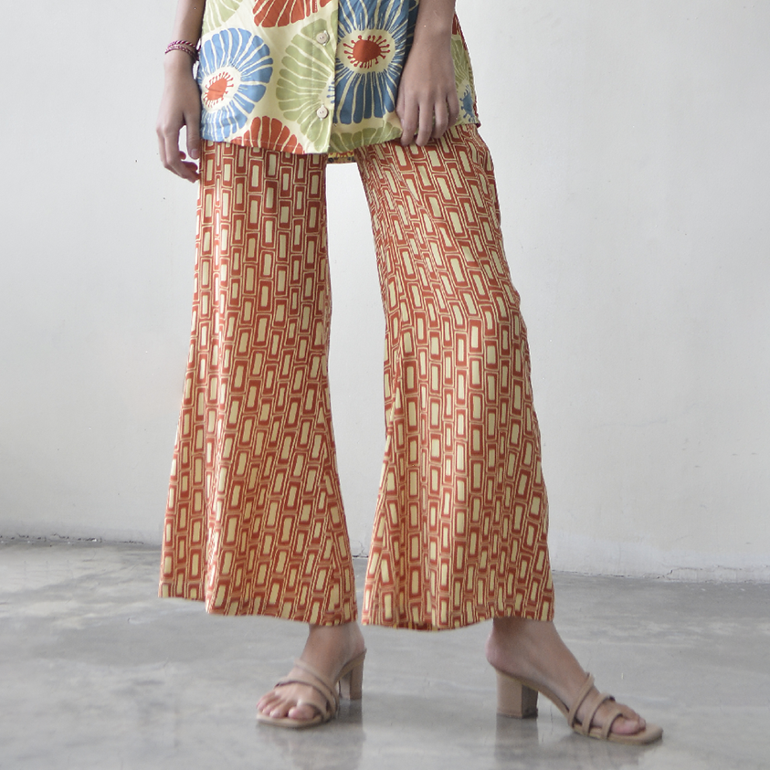 Hipster Bellbottom Pants | Rectangles Spice Yellow (3 sizes) - SALE
