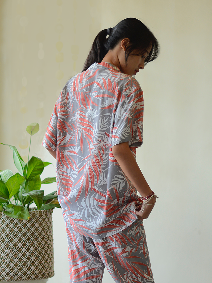 Hawaiian Shirt | Palm Coral Faun ( Medium ) - SALE