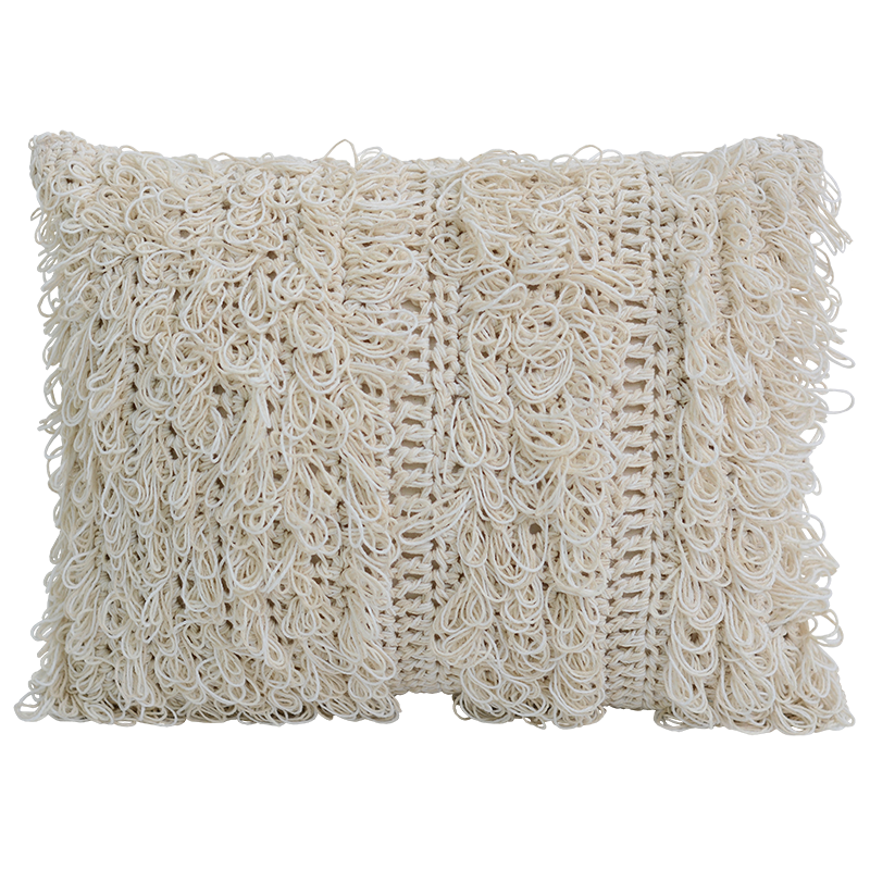 Cushion Cover Crocheted | Small Fluffy Natural