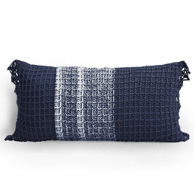 Cushion Cover Crocheted | Waffle Stitch Rayon Navy