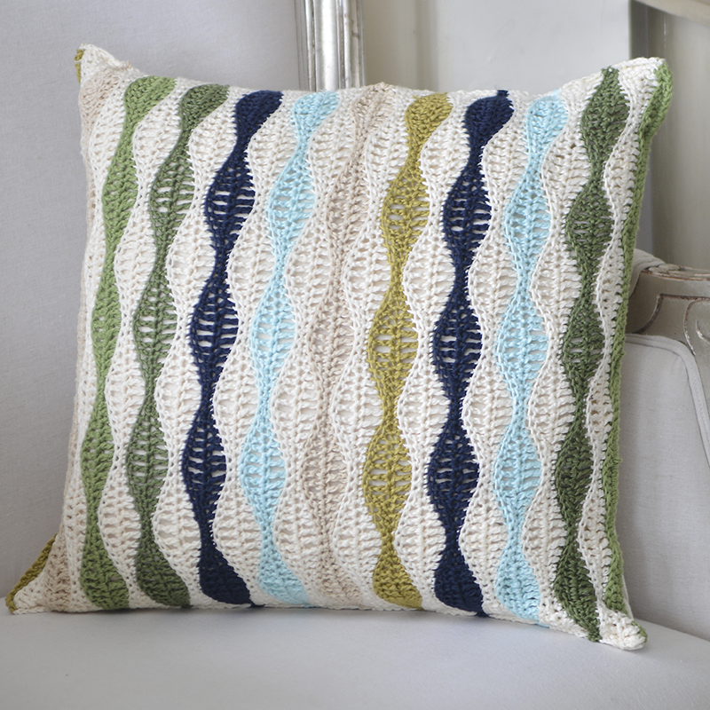 Cushion Cover Crocheted | Wave Cool Tones