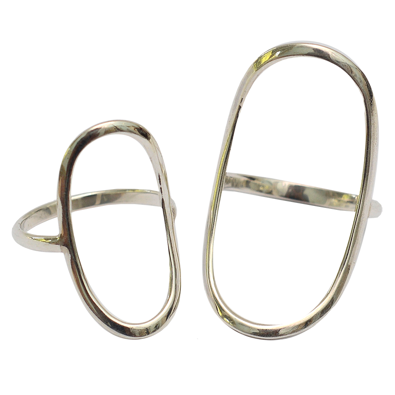 Sterling Silver Oval Collection | Oval Rings Set of 2 (3 sizes)
