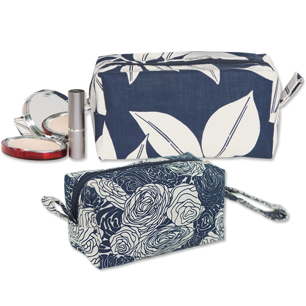 Cosmetic Case | Indigo set of 2 (med & small)