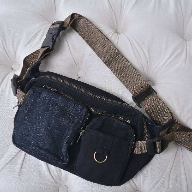 Upcycled Denim Fanny pack/Waist pouch- light blue