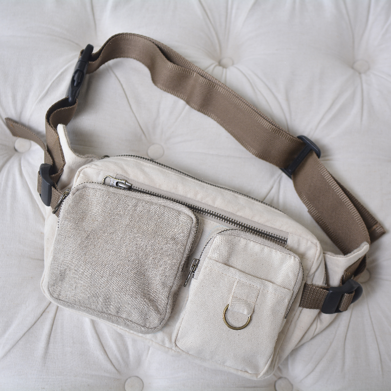 Upcycled Fanny Pack | Natural Calico & Linen