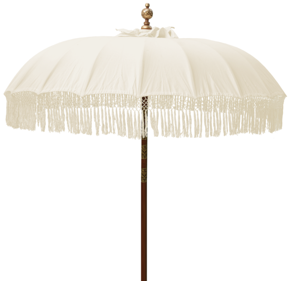 Balinese Umbrella | Natural with Fringe