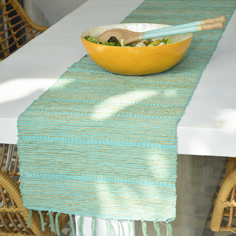 Vetiver Runner | Aqua Stripe