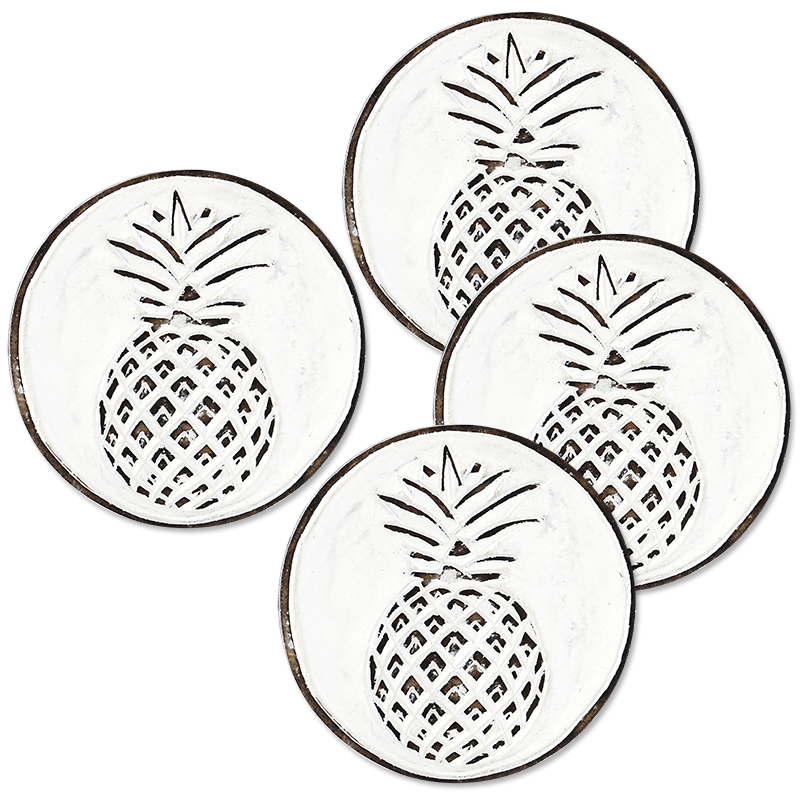 Coaster | Whitewash Pineapple (set of 4)