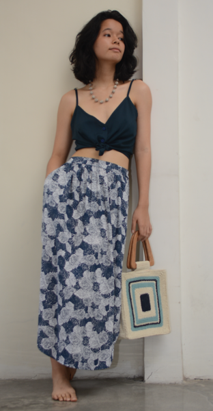 Easy Skirt | Spring Flowers Indigo (3 sizes) - SALE
